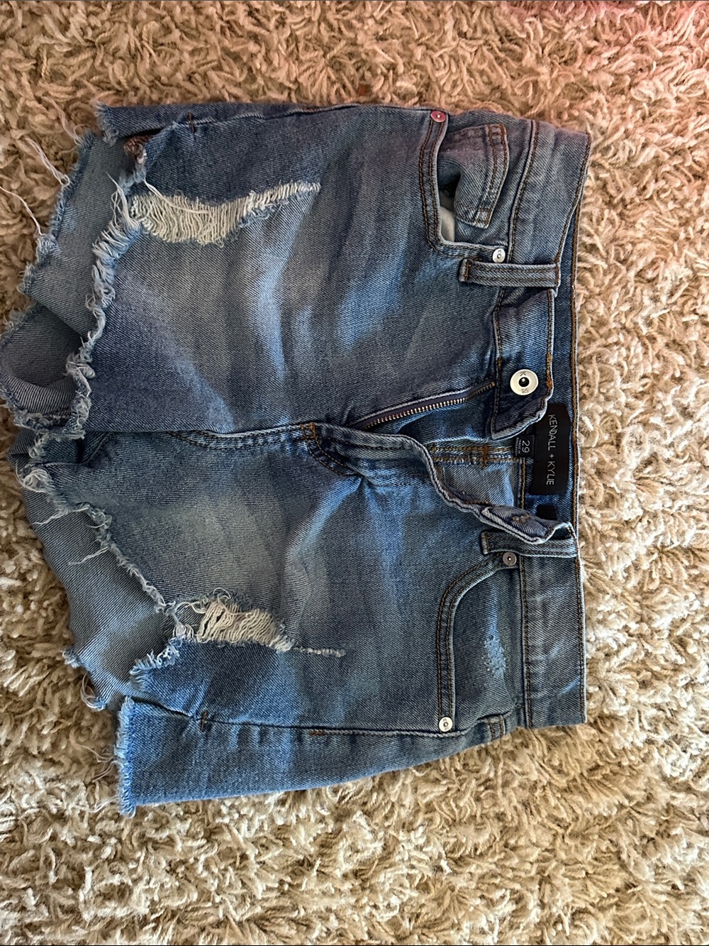 Kendall & Kylie Distressed Blue Denim Shorts